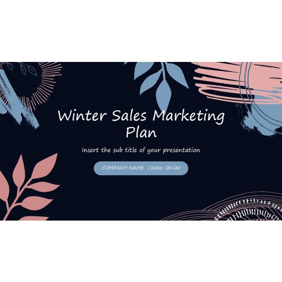 Blue‑Pink Abstract Graffiti‑Style Winter Marketing Plan PPT Template